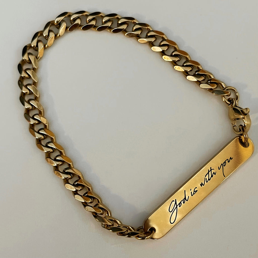 "God is with you" Affirmation Bar Bracelet