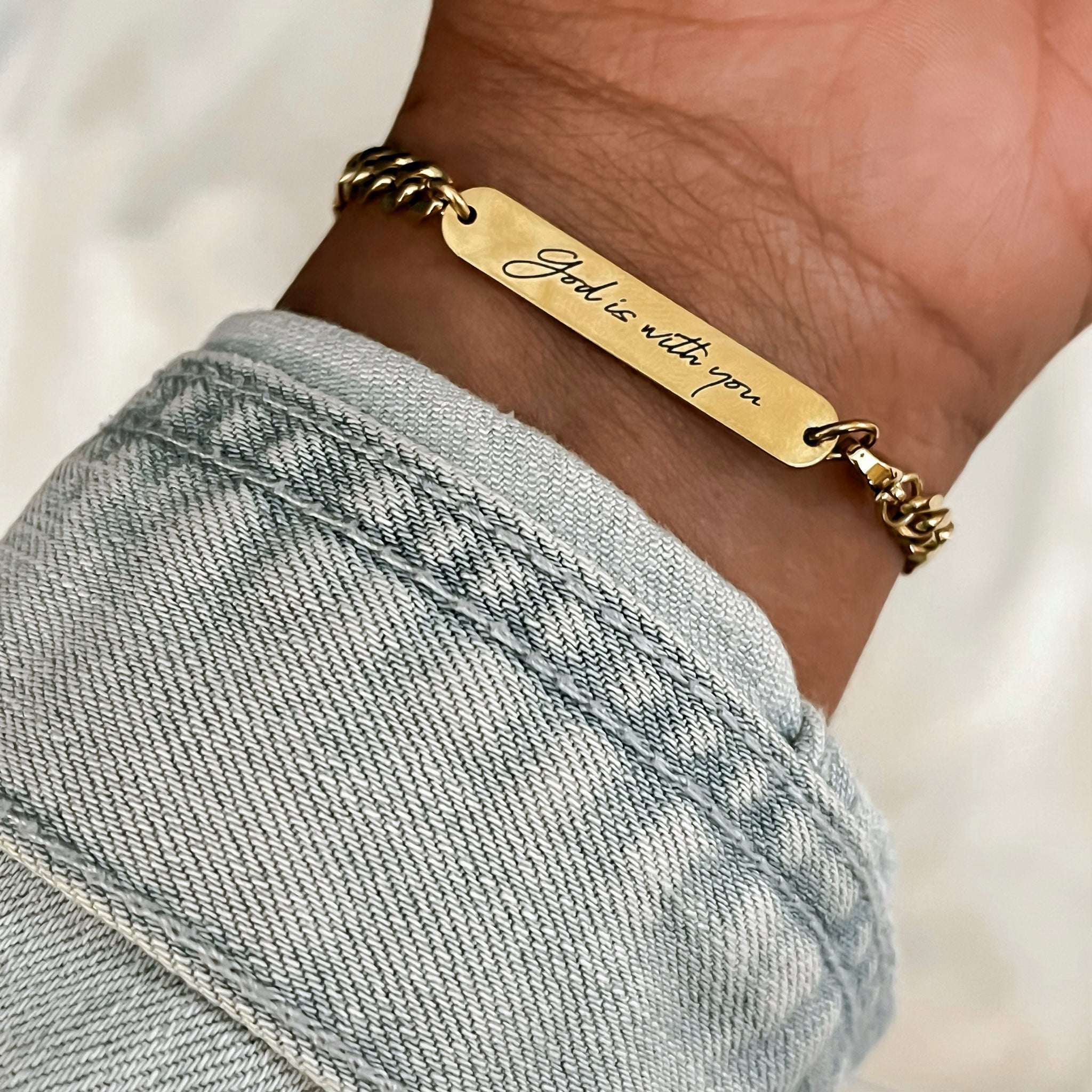 "God is with you" Affirmation Bar Bracelet