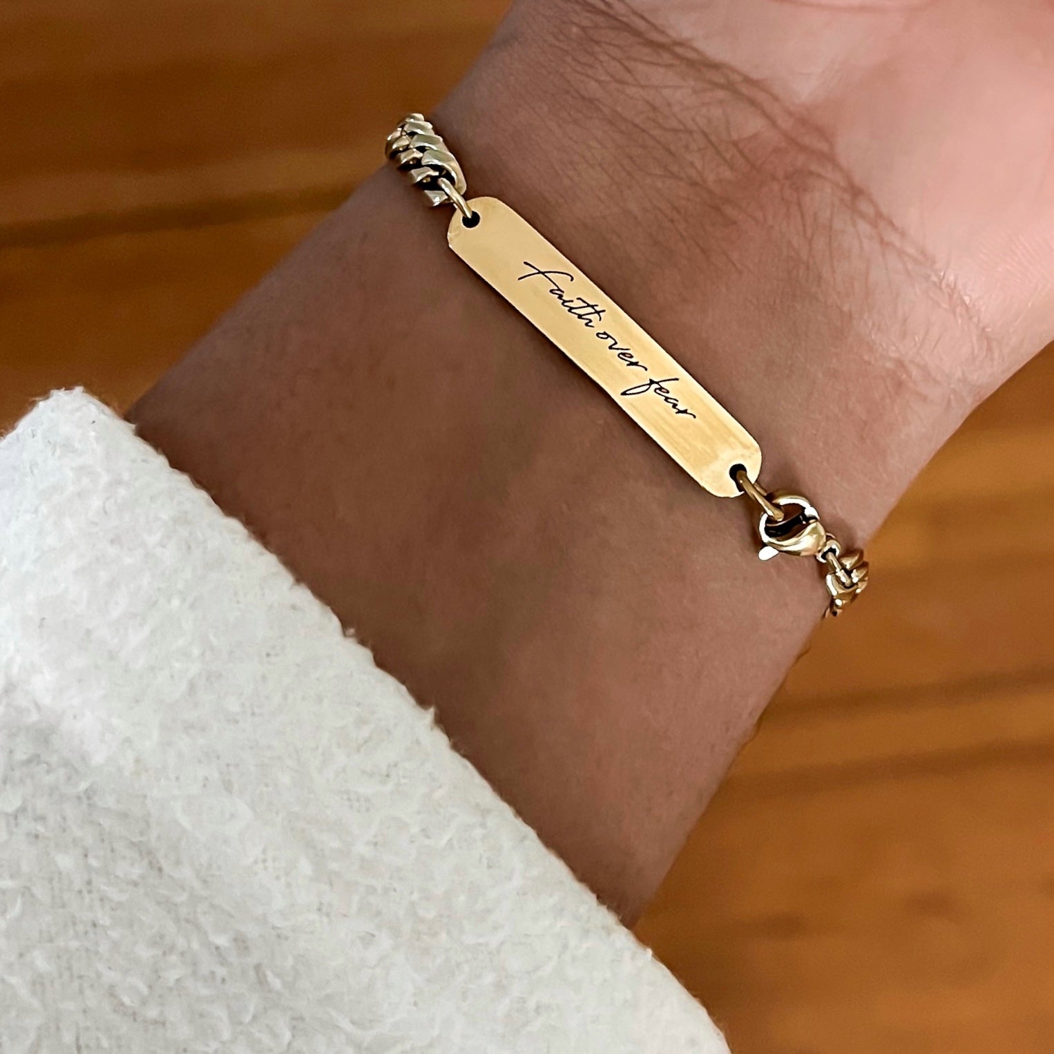 "Faith over Fear" Affirmation Bar Bracelet